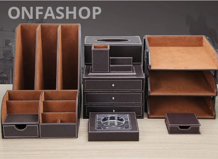 Bộ 8 sản phẩm văn phòng phẩm bằng da cao cấp