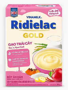 Bột Ăn Dặm Vinamilk Ridielac Gold Gạo Trái Cây (200g / Hộp Giấy)