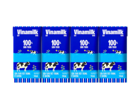 Lốc 4 Hộp Sữa Tươi Tiệt Trùng Vinamilk Ít Đường 110ml 180ml