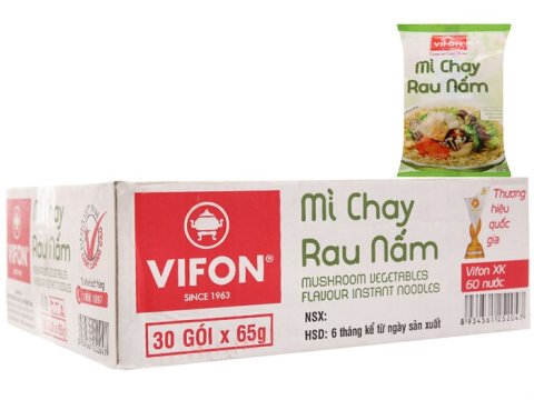 Thùng 30 gói mì chay Vifon rau nấm 65g